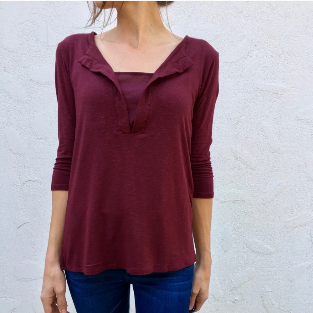 Anthro Dolan Maroon Knit top with 3/4 Sleeves